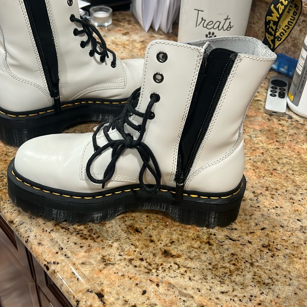 dr martens white and black boots
